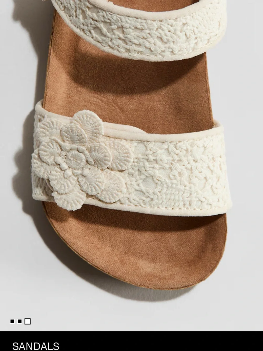 H&M Cream Crochet Flower Strap Kids Sandals
